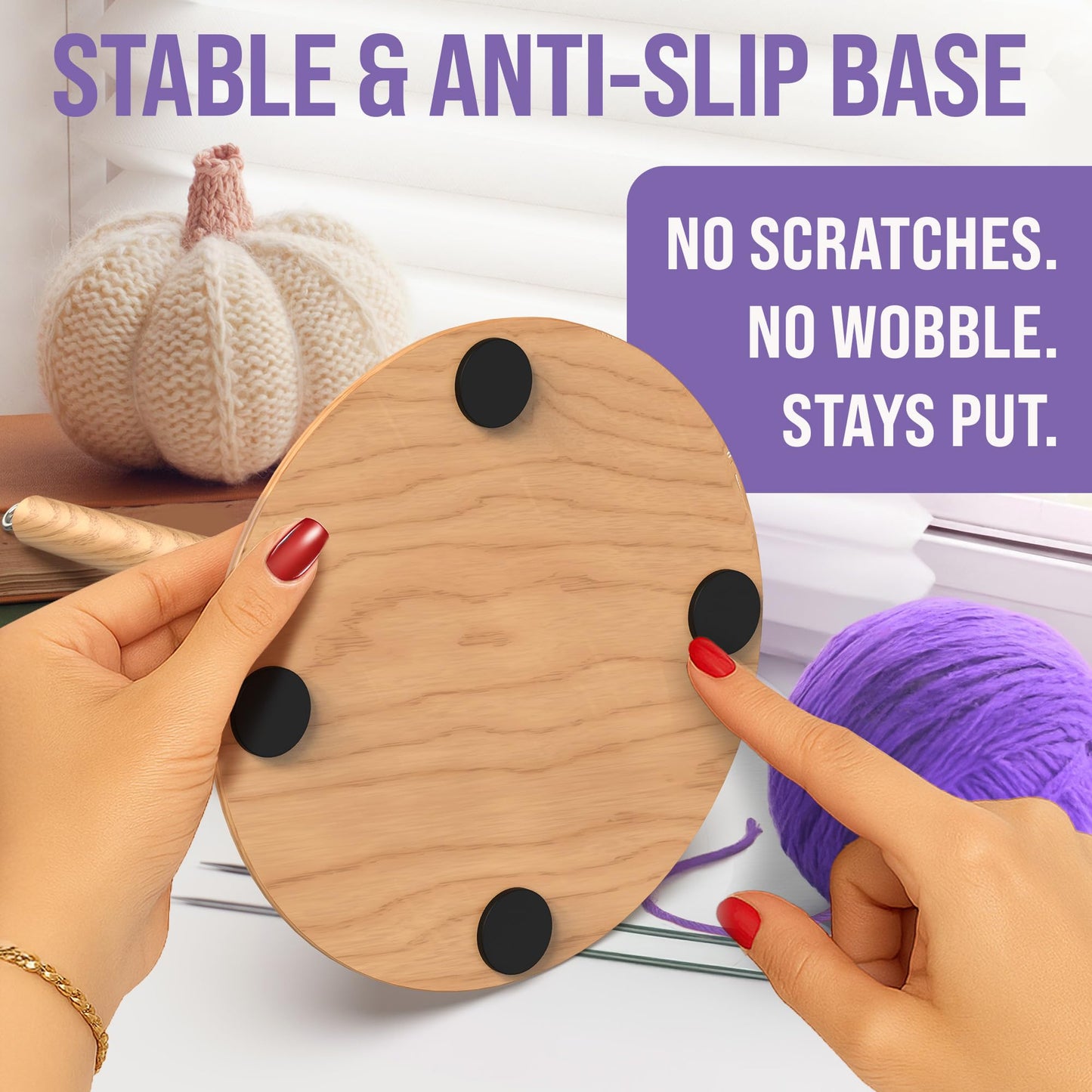 BARVA 2 in 1 Upgraded Table Chunky Yarn Holder 22 Lb & Mini Wristlet Spinner | Bracelet Spindle On the Go for Travel & Car | Wood Crochet Accessories | Compact Fiber Tools | Top Crafts Gifts for Women