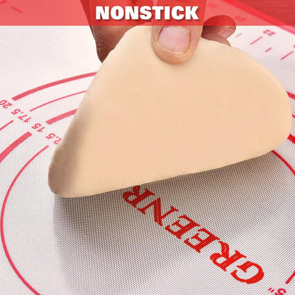 Extra Large Silicone Pastry Mat, Extra Thick Non-Stick Baking Mat for Dough Rolling, Red