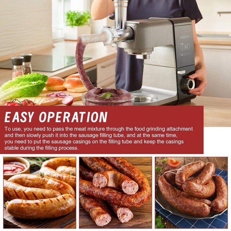 Stand Mixer Sausage Stuffer Kit Repalcement for KitchenAid FGA Food Meat Grinder Attachment, Sausage Stuffer Tubes Compatible with KitchenAid Mixer Sausage Stuffer Maker