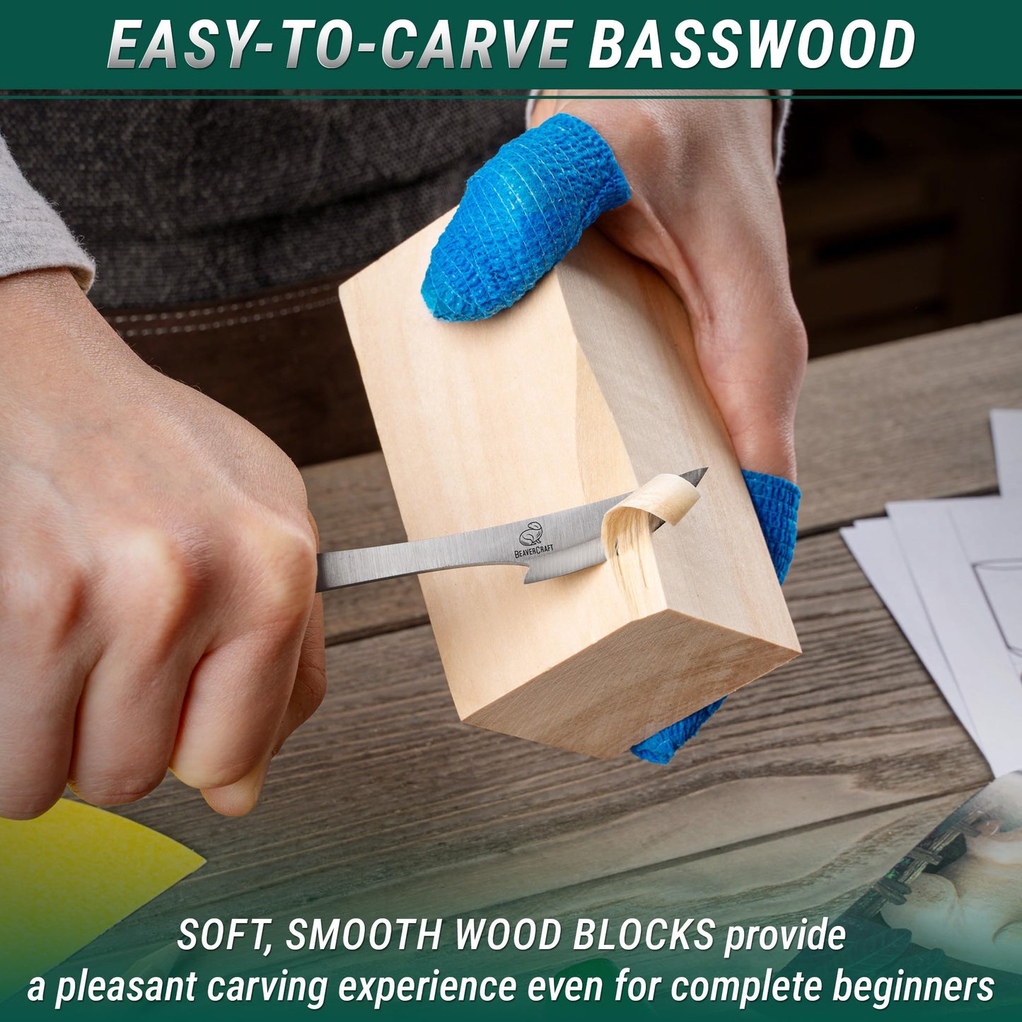 BeaverCraft Wood Carving Kit for Beginners DIY 05 - Whittling Kit with Wood Carving Knife & Basswood Blocks - Hobby Craft for Adults and Teens - Whittling Tools Set for Carvers