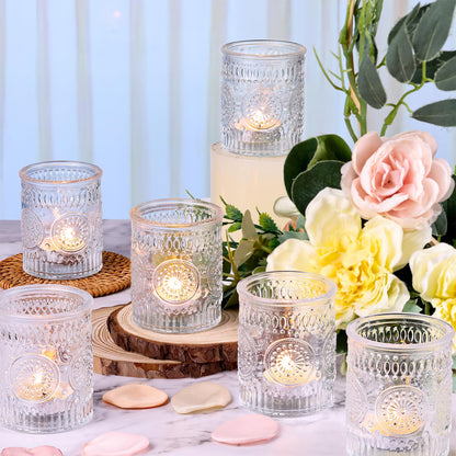 Lanttu 12 Pcs Clear Glass Votive Candle Holders for Wedding Table Centerpiece, Clear Tea Lights Candle Holders Bulk for Dinner Birthday Bridal Shower, Christmas, Thanksgiving Party Decor