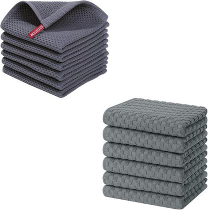 Homaxy 100% Cotton Waffle Weave Dish Cloths - Ultra Soft & Absorbent | 12x12 Inches, Dark Grey (6-Pack)
