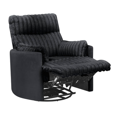 Roundhill Furniture Bocaton Wide Wale Corduroy Upholstery Manual Recliner, Black