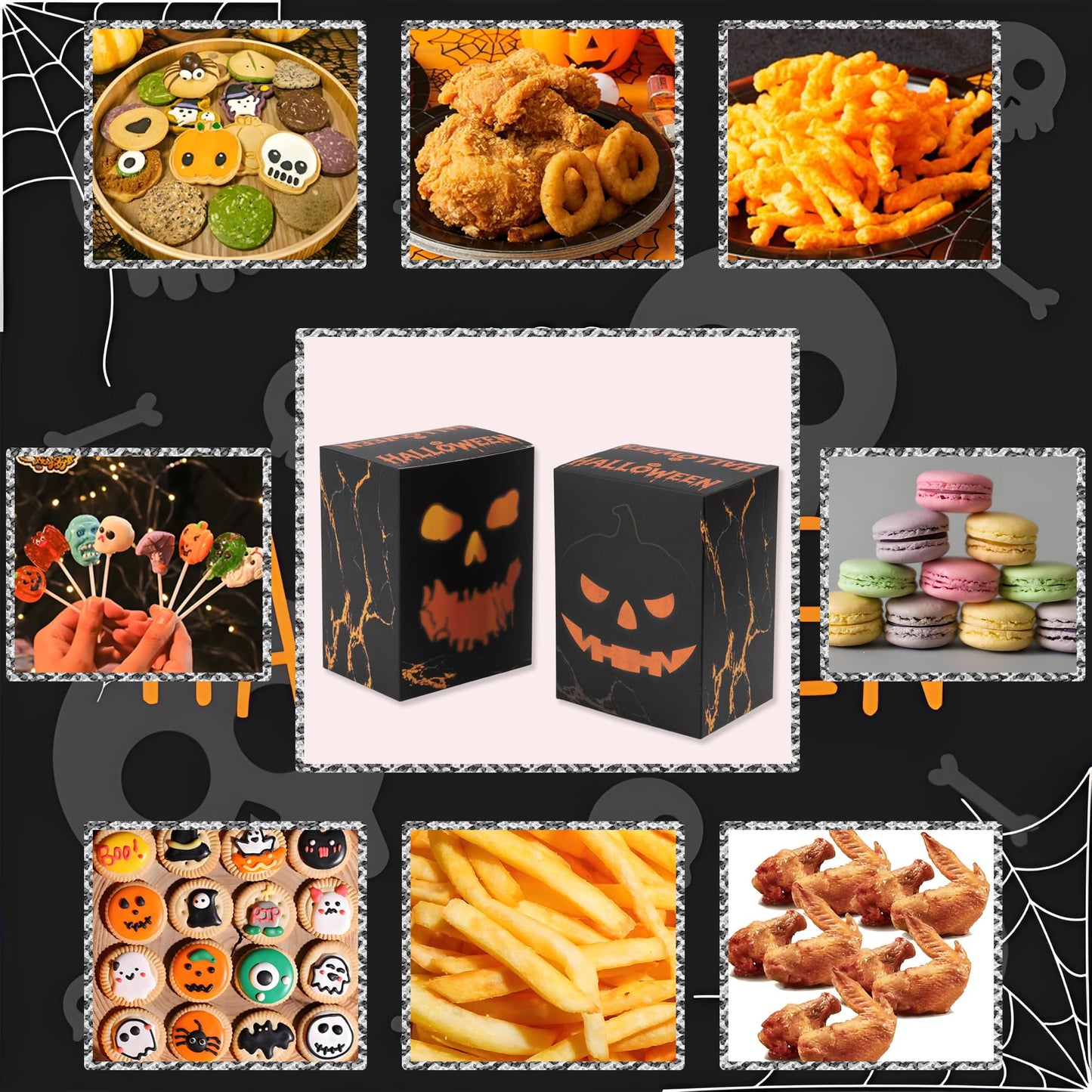 APLUSWER 20 Pcs Halloween Treat Boxes Bakery Boxes of Skeletons and Pumpkins, Halloween Containers Large Cookie Candy Boxes For Party Favors, Trick or Treat Boxes for Holiday Birthday Decor Gifts