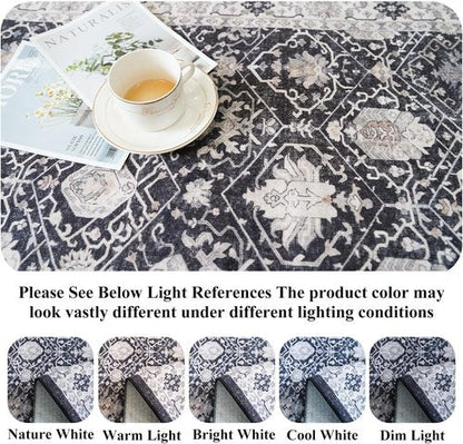 Hallway Washable Runner Rug - Vintage Soft Non-Slip 3x6 Entryway Carpet | Ideal for Kitchen, Living Room, Bathroom