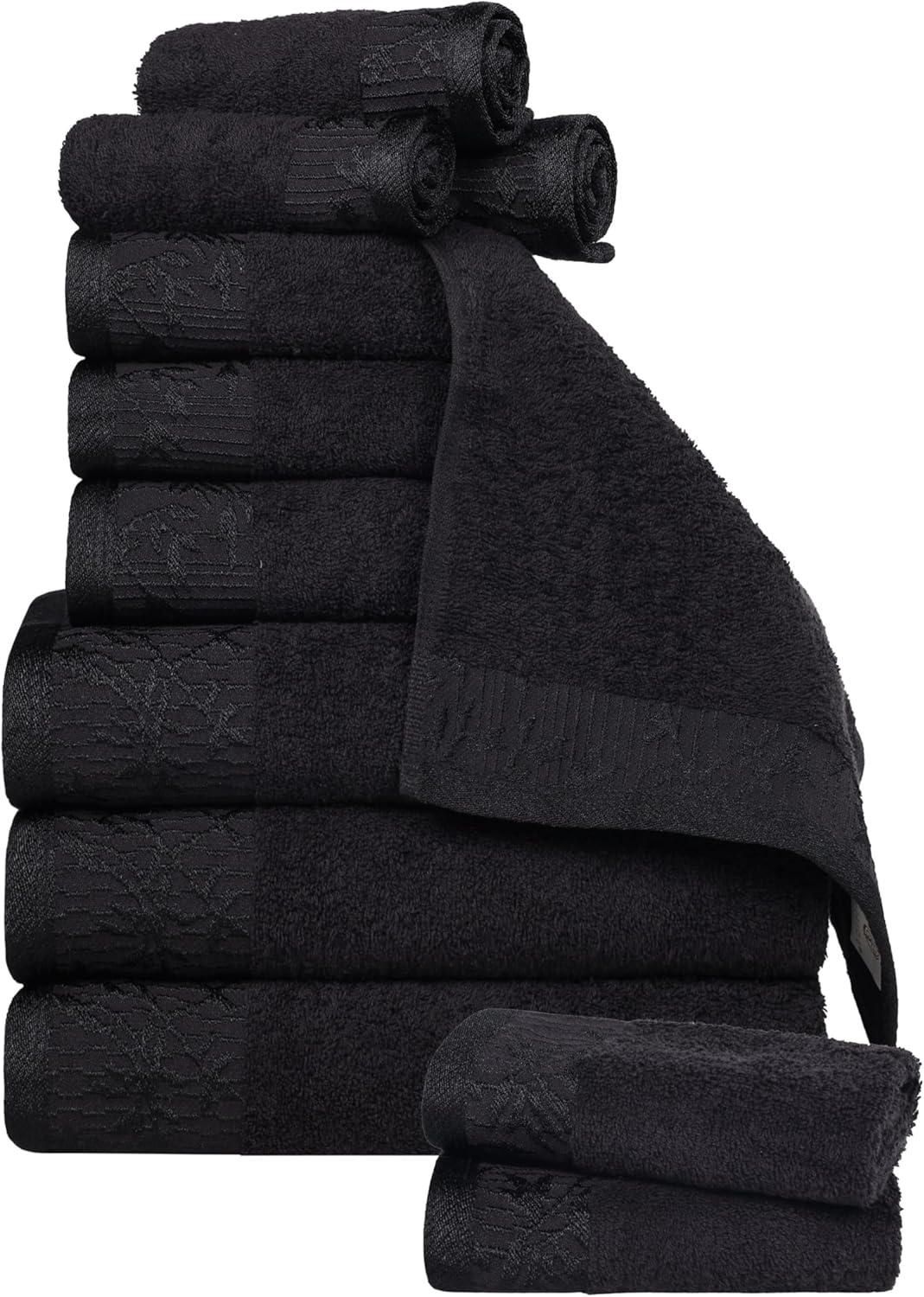 12 Set, 3 3 6 Superior Piece Cotton Towel Floral Jacquard Dobby Border, Quick Dry, Decorative Bathroom, Shower, Bath