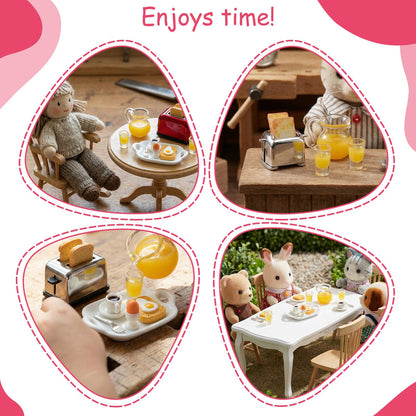 Miniature Food Set, Scene Breakfast Set Mini Kitchen Accessories, 1:12/1:6 Miniature Dollhouse Accessories, Doll House Décor for DIY Birthday Gift