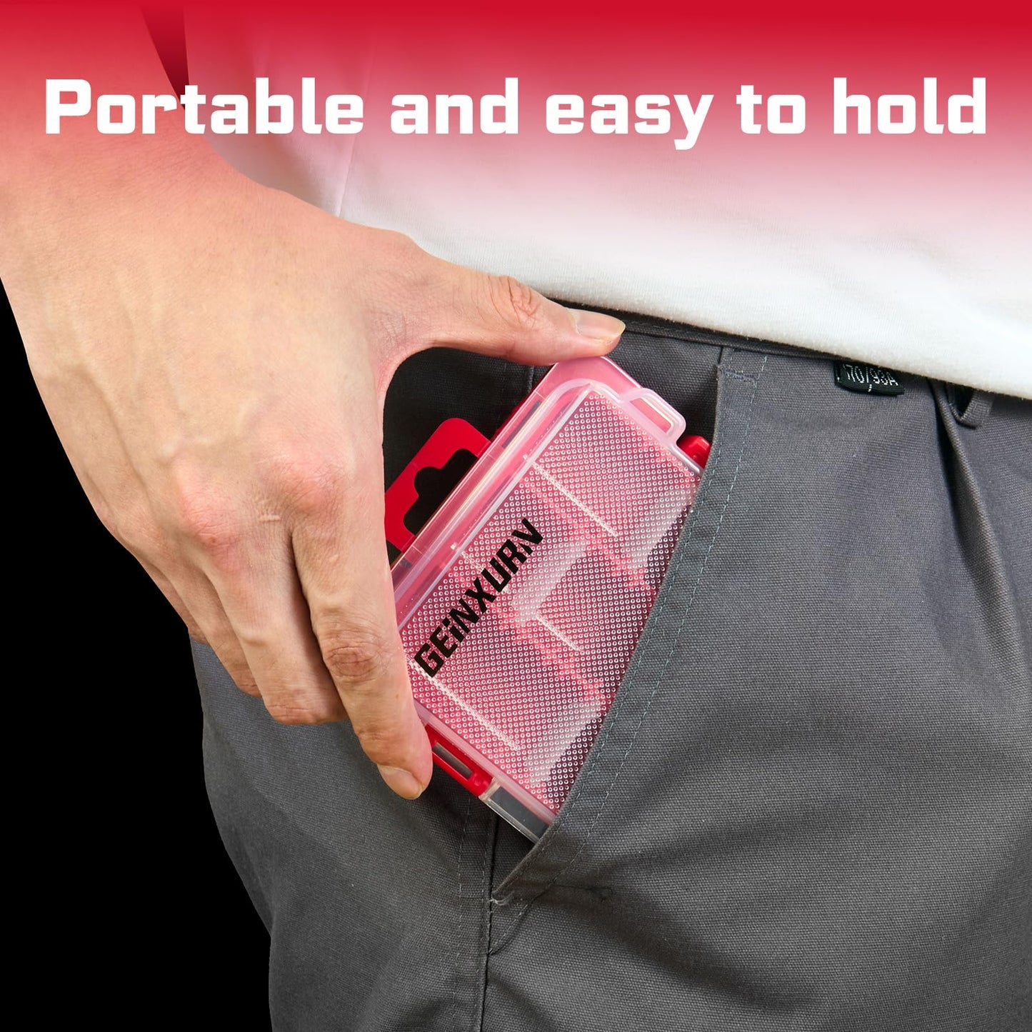 Geinxurn Small Flat Storage Parts Organizer, 4Pcs Red Portable Transparent Plastic Small Parts Tools Box with Removable Dividers, Screwdriver Bit Cases Storage(4 Pieces)