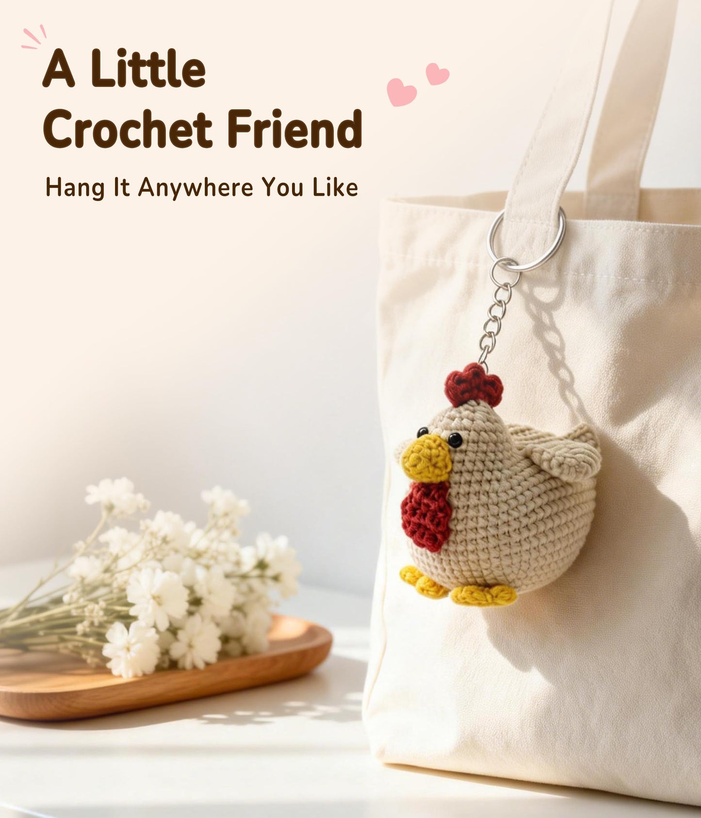 PAITIN Crochet Kit for Beginners Adults, Complete DIY Craft Yarn Kit with Step-by-Step Video Tutorials, Easy Handmade Art Projects Home Decor (Chicken)