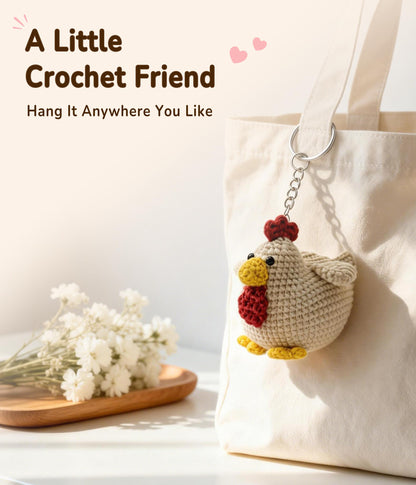 PAITIN Crochet Kit for Beginners Adults, Complete DIY Craft Yarn Kit with Step-by-Step Video Tutorials, Easy Handmade Art Projects Home Decor (Chicken)