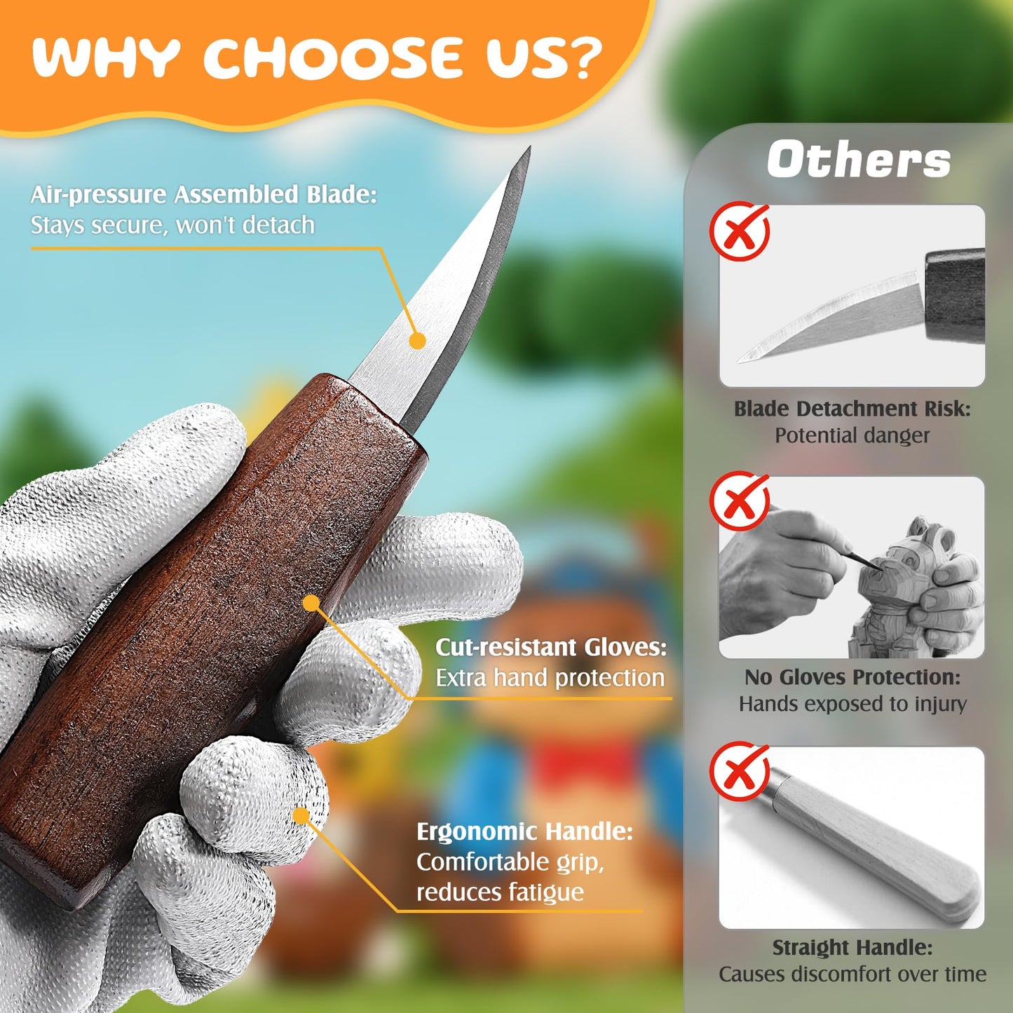 Housolution Wood Carving Kit with Carrying Bag, 29PCS Wood Carving Tools Whittling Kit Includes Carving Knives Carving Chisels Basswood Blocks Gloves, Woodworking Tools for Beginners DIY Hobbies, Gray