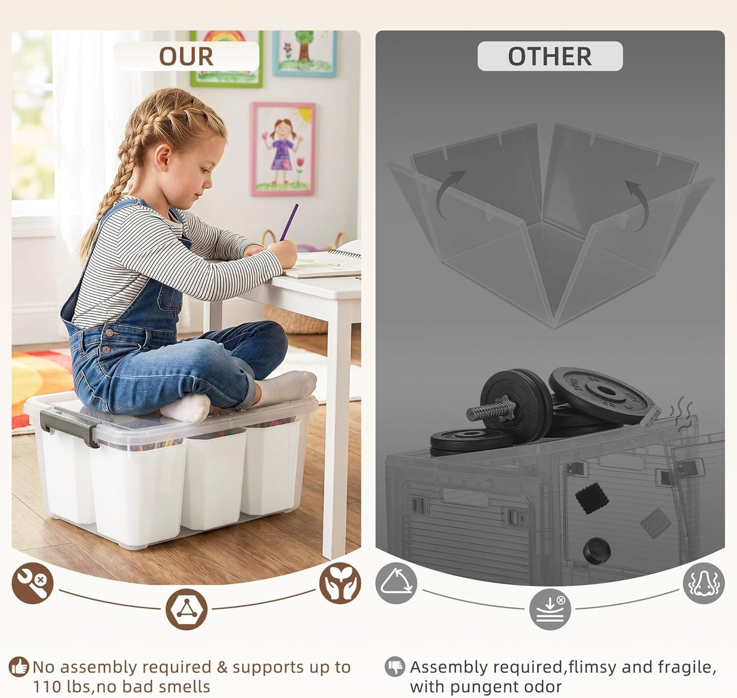 17 Citylife QT Plastic Storage Bins Clear Storage Box with Lids Multipurpose Stackable Storage Containers