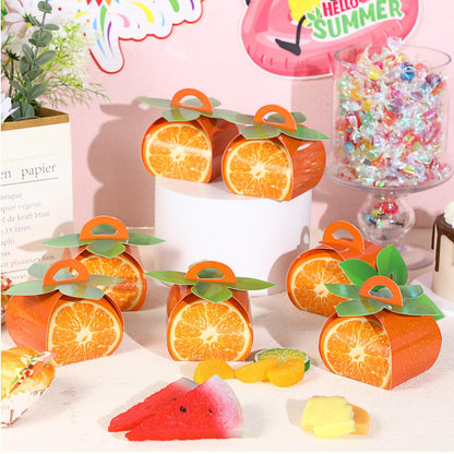TaoBary 36 Pieces Orange Fruit Party Favor Boxes Summer Citrus Orange Slice Candy Treat Box 3D Mini Goodie Gift Bags Party Decorations Supplies for Summer Fruit Themed Birthday Baby Shower