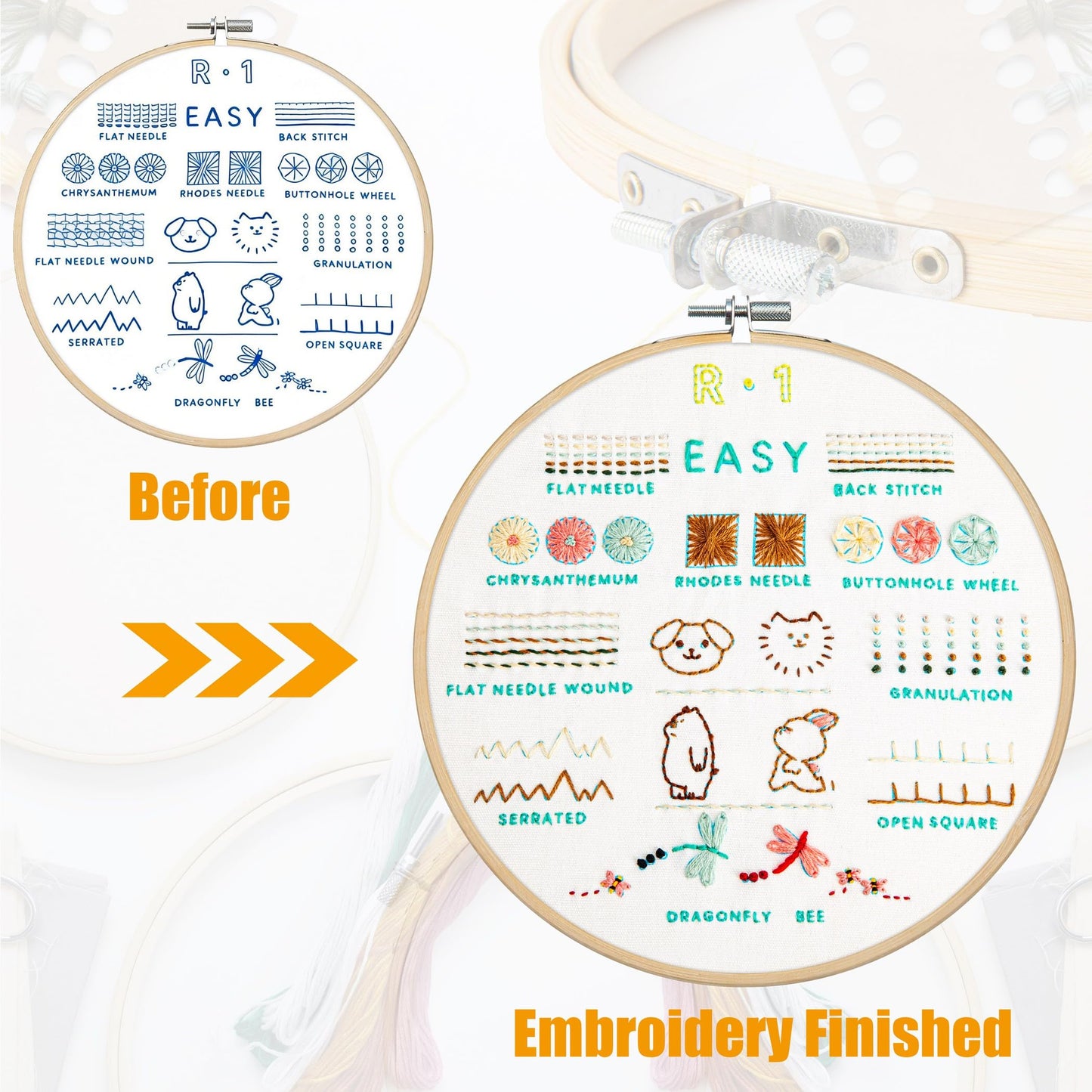 Culberta Embroidery Kit for Adults Beginner, Needlepoint Kits, Cross Stitch Craft Set with HD Video Tutorials, Hand DIY Art Supplies for Gifts (B)