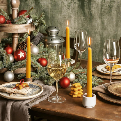 KONNI 0.87×10 Inch Yellow Taper Candles, Unscented and Smokeless Tall Candlesticks, 10 Pack Tapered Candles with Cotton Wicks, Long Burning, Ideal for Weddings, Dinner Parties, and Home Décor