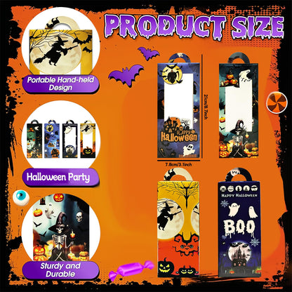QZYCMHOO 24PCS Halloween Treat Boxes for Party Favors, Trick or Treat Candy Gift Bags, Halloween Snack Cookie Goodie Packaging Supplies