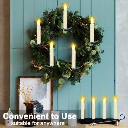 Kuandawei LED Christmas Candles, Flickering Clip on Candles for Christmas Tree, Battery Operated with Remote Timer, Warm White Light, Flameless Taper Candle for Home Christmas Decor, Set of 30
