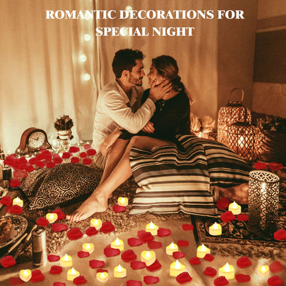 VIPbuy 7000 Pieces Artificial Rose Petals with 72 Pcs Flameless LED Candles Battery Operated Led Tea Lights Candles Romantic Decoration Set