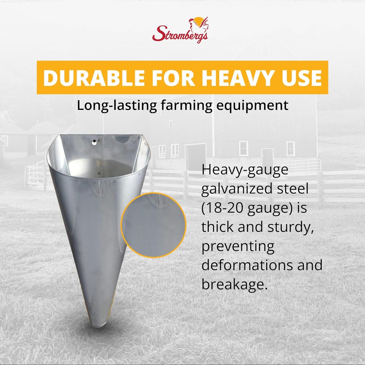 Hemmed Stromberg's Poultry Processing Killing Cone, Galvanized Steel Restraining Cone for Chickens, Game Birds, Ducks