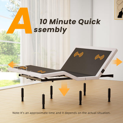 Yireehome Adjustable Bed Frame Queen with Massage, Wireless Remote, Head Foot Incline, USB, Underbed Light Easy Assembly, Zero Gravity, Bed Frame Basic with Quiet Motor