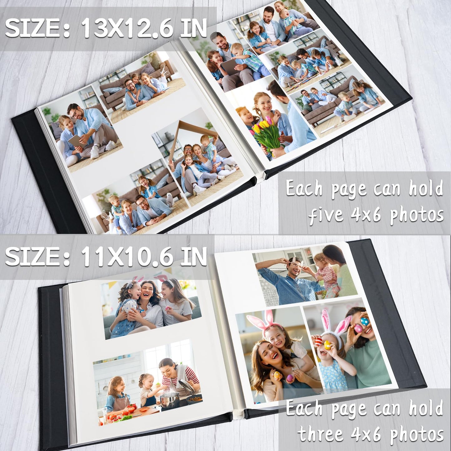Vienrose Photo Album Self Adhesive for 2x3 4x6 5x7 8x10 Pictures DIY Scrapbook 40 Blank Pages Linen Cover Memory Book for Wedding, Baby Growth, Travel, Black