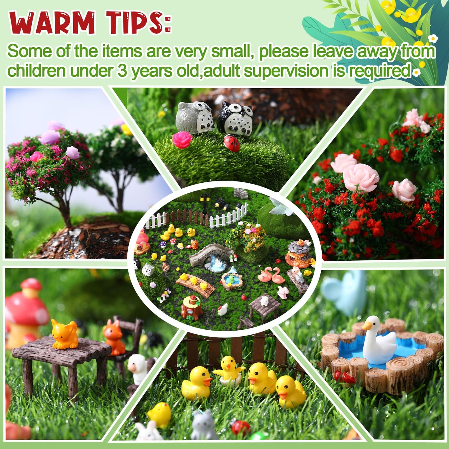 WinnerWhy 116 Pcs Fairy House Accessories Kit Miniature Garden Accessories Terrarium Decoration Mini Diorama Figurines Miniature Landscape Trees Simulated Succulents for DIY Garden Doll House Craft