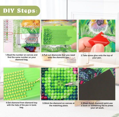QENSPE 5D Diamond Art Mystic Book Shelf,DIY Round Full Drill Diamond Painting Kits for Beginners,Vase & Skull Diamond Dots for Adults,Home Wall Decor & Gift Perfect for Relaxation 12x16 inch