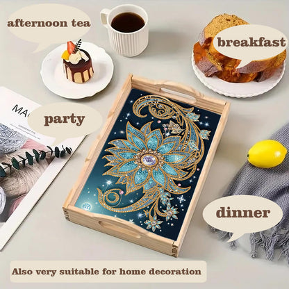 SHLUHA Diamond Art Kits for Adults Wooden Serving Trays with Handle Food Tray for Breakfast Home Decor Gift