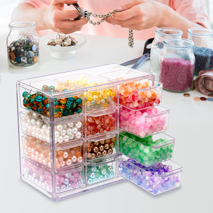 JOYMOMO Bead Storage Organizer Box with 12 Grids Clear Plastic Bead Storage Organizer (Beads Are Not Included)
