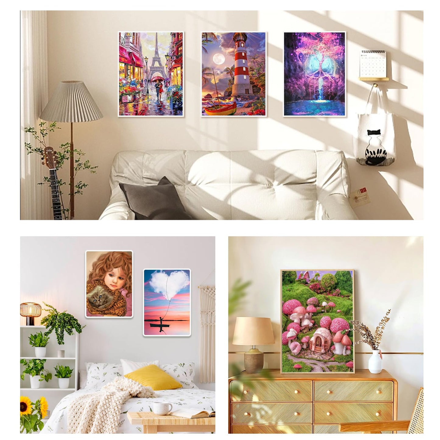 AiYuanzsh 12 Pack Diamond Painting Kits, 50 Pictures Scenery 12, DIY Paint with Diamonds Art Crystal Rhinestone Round Drill Diamond Painting Kit Cross Stitch for Home Wall Craft Decor