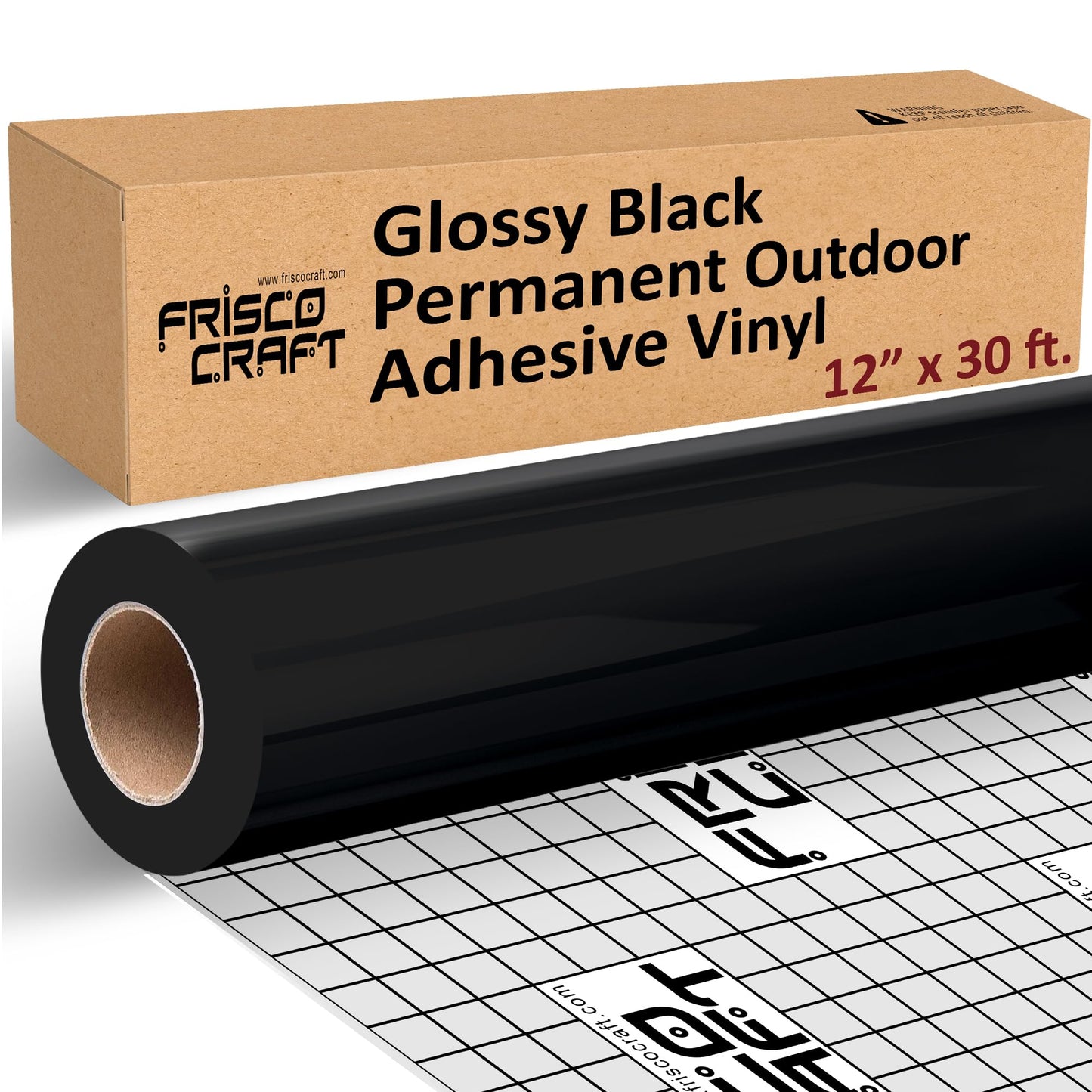 Frisco Craft Glossy Black Permanent Vinyl Sheets – Waterproof Adhesive Vinyl Roll, Home Decor, Silhouette, Decals, Signs, Indoor & Outdoor, Weather-Resistant, DIY Projects 12” x 30 FT