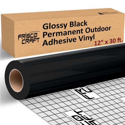Frisco Craft Glossy Black Permanent Vinyl Sheets – Waterproof Adhesive Vinyl Roll, Home Decor, Silhouette, Decals, Signs, Indoor & Outdoor, Weather-Resistant, DIY Projects 12” x 30 FT