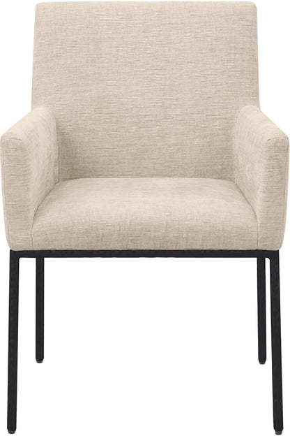 Meridian Furniture 11001Beige-C Reeves Collection Modern | Contemporary Dining Chair with Soft Beige Chenille Fabric, Matte Black Forged Iron Legs & Frame, 24" W x 24.5" D x 34" H, Beige, Set of 2
