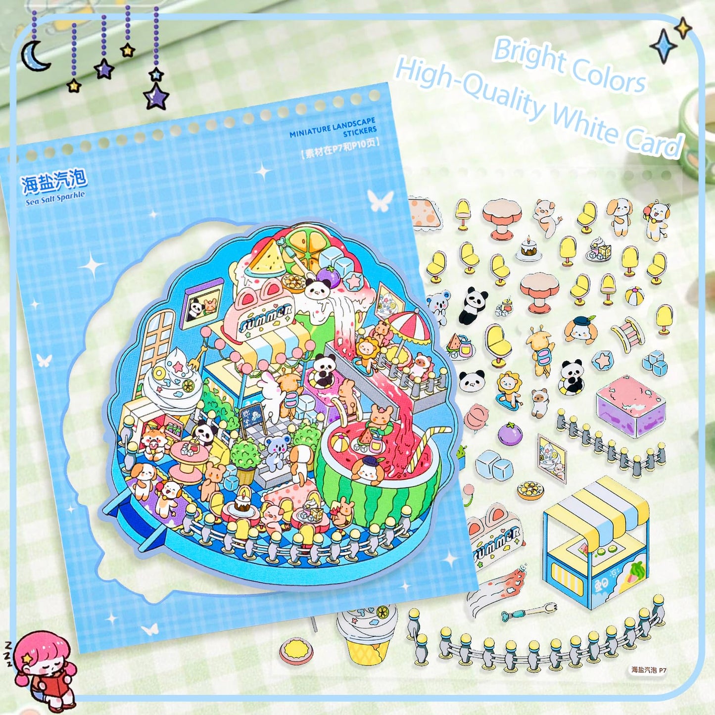 UTOUMON 2 Books Big Size 3D Sticker Scenes Book 16Pcs DIY Make Your Own Scene House Stickers Therapy for Adults Relief Stress Pass The Time (Style 4)
