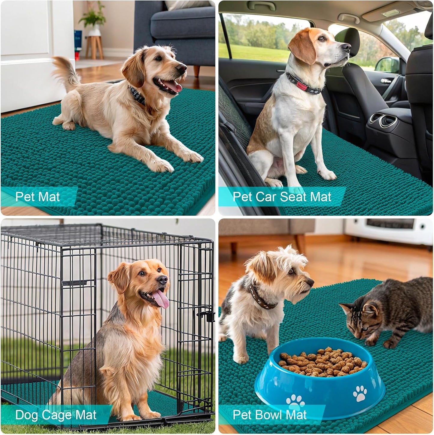 OLANLY Dog Door Mat - Absorbent Non-Slip Mud Mat for Dogs | Quick Dry Chenille, 35x24, Lake Blue