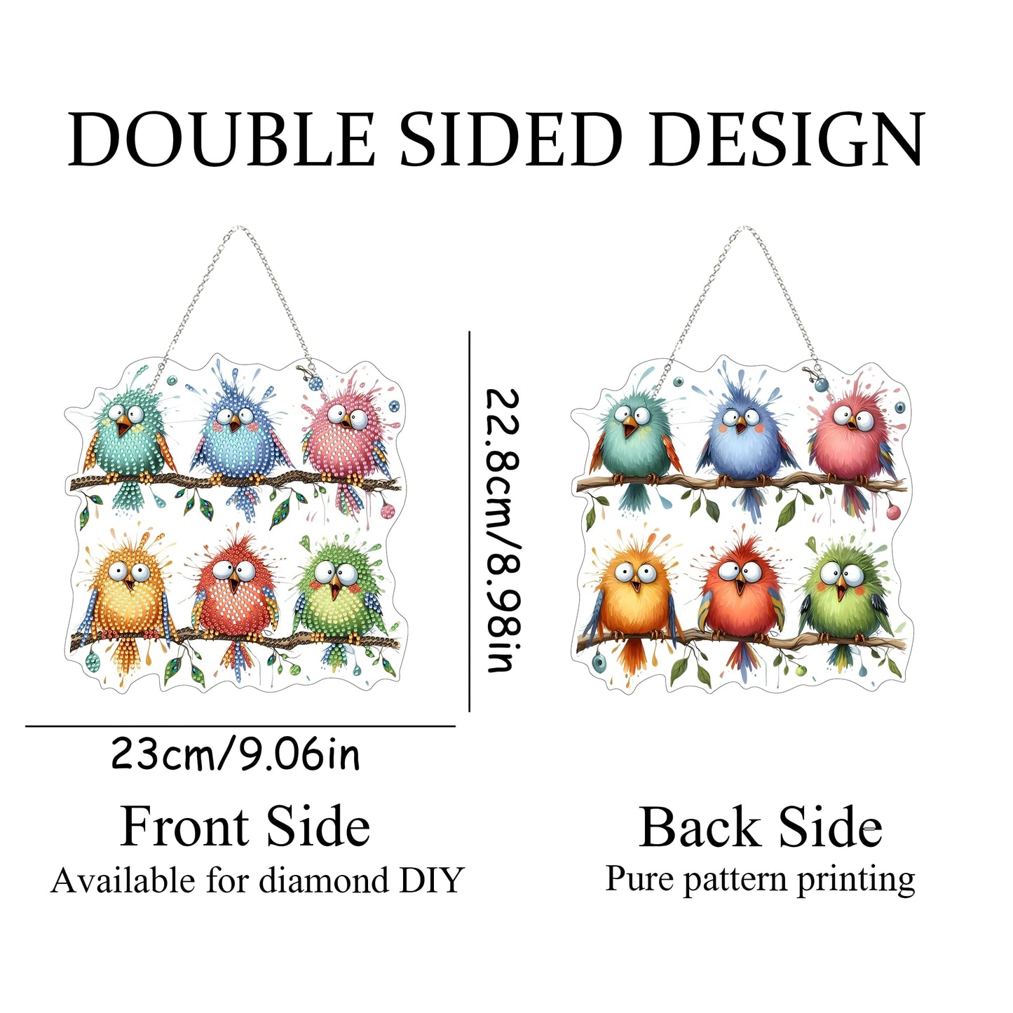 5D Diamond Art Hanging Kit for Adult,Special Shaped Rhinestone,Double Sided DIY Acrylic Diamond Art Painting Window Pendants Home Garden Wall Hanging Kits Hanging Ornament (Bird)