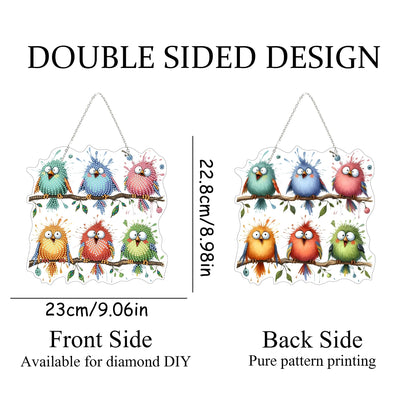 5D Diamond Art Hanging Kit for Adult,Special Shaped Rhinestone,Double Sided DIY Acrylic Diamond Art Painting Window Pendants Home Garden Wall Hanging Kits Hanging Ornament (Bird)