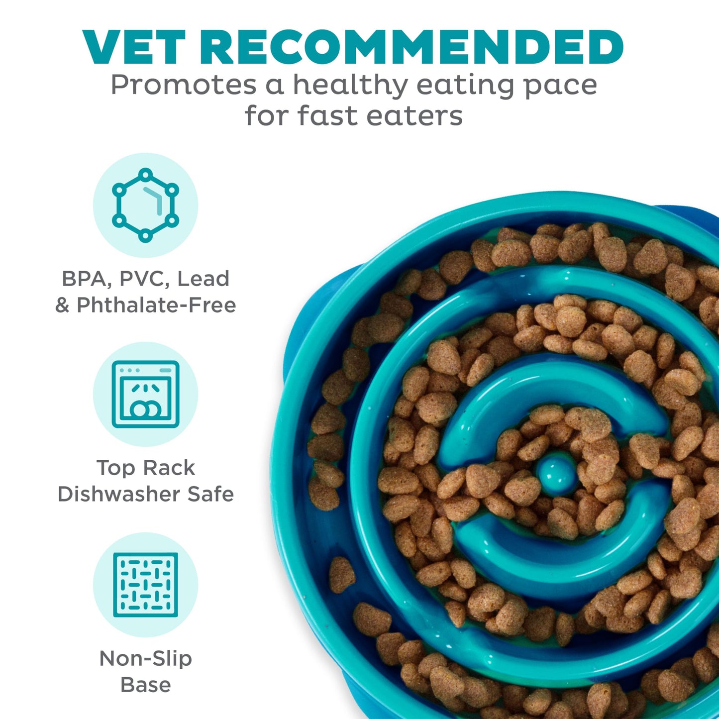 Outward Hound Fun Feeder Slo Bowl, Slow Feeder Dog Bowl, Medium/Mini, Turquoise