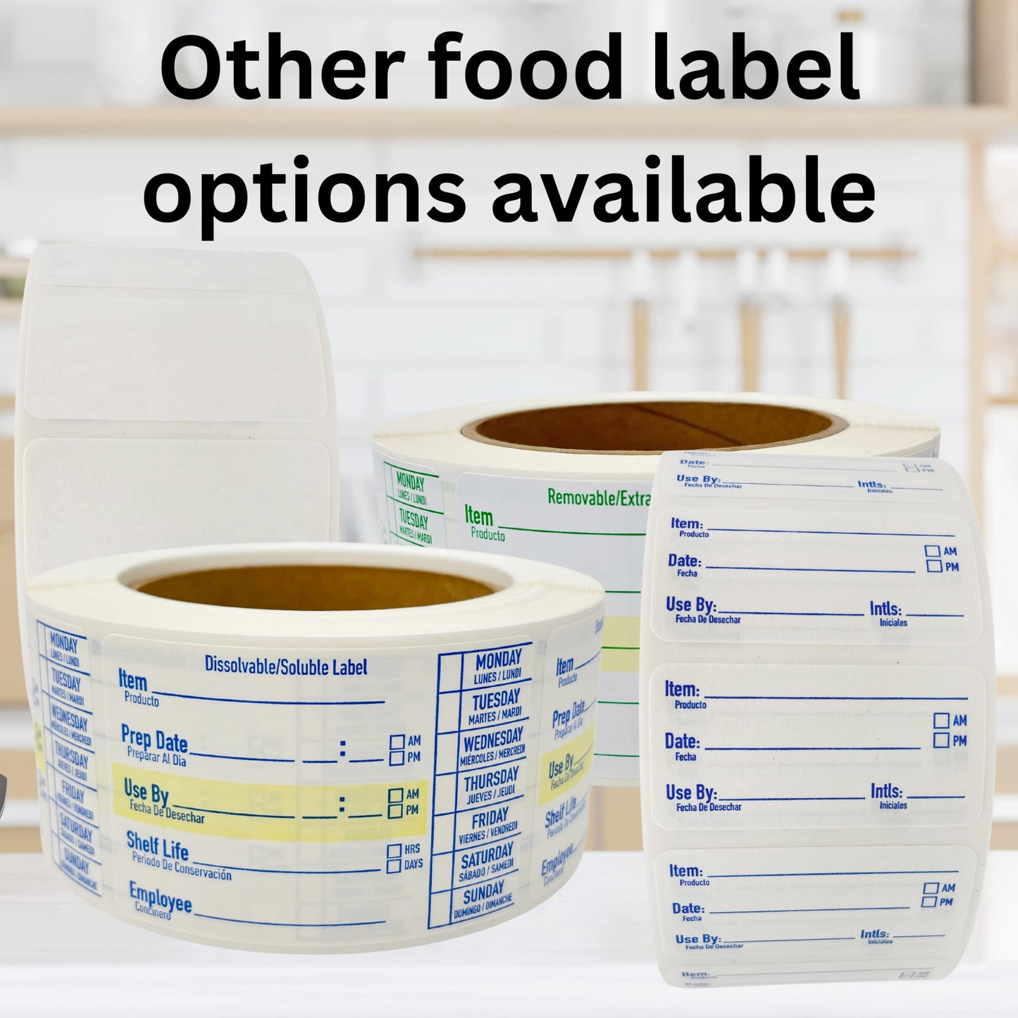 2x1 Removable Freezer Food Labels Stickers for Containers, 250 Waterproof Label Stickers for Jars, Removable Labels for Storage Bins, with Easy Peel-Off (250, Green)