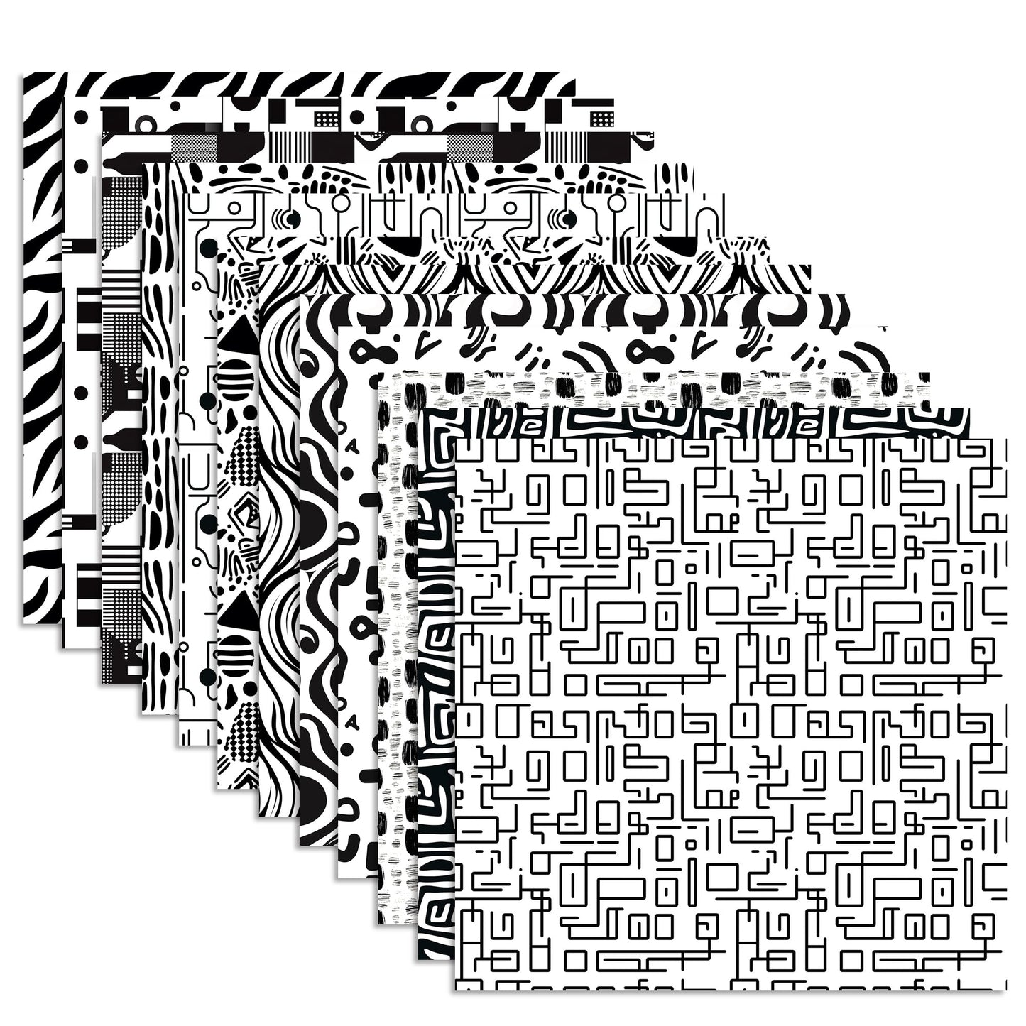 24 Sheets Black White Doodle Pattern Scrapbook Paper 12x12 Doodle Scrapbook Specialty Paper Black White Hand-Drawn Style Double-Sided Cardstock Pack for Scrapbooking Background Card Making Origami DIY