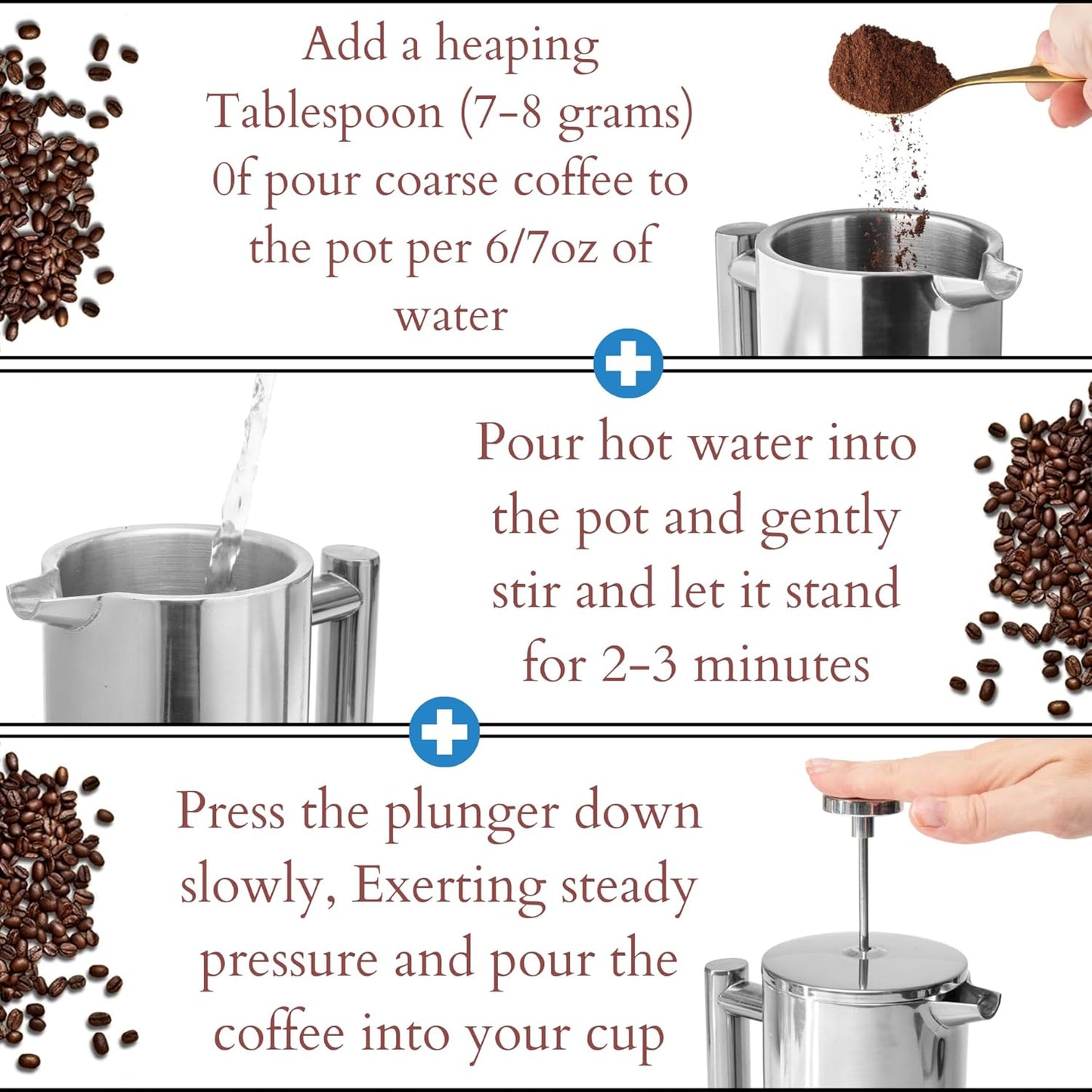 Mixpresso Stainless Steel French Press Coffee Maker, 27 Oz 800 ml, Easy Clean & Press, Double Wall Insulated