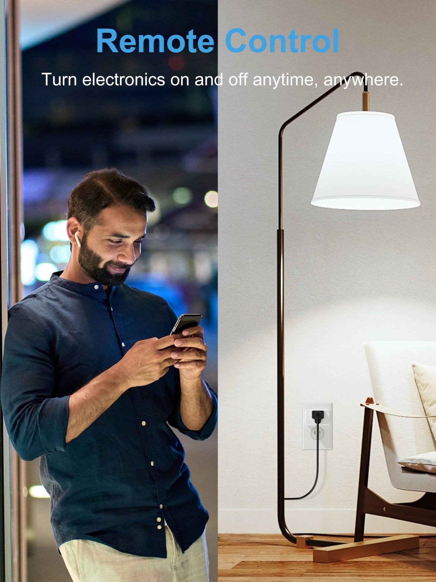 EIGHTREE Smart Plug 15A, Smart Plugs That Compatible with Alexa & Google Home & SmartThings, No Hub Required, Smart Outlet with Remote Control, Timer & Schedule, 2.4GHz WiFi Only, 4 Packs