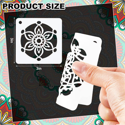 80 Pieces Mandala Stencils for Painting 3 x 3 Inch Mandala Painting Craft Stencils Reusable Templates for Wood Rocks Furniture Wall Floor DIY Art Projects Fabric Tile