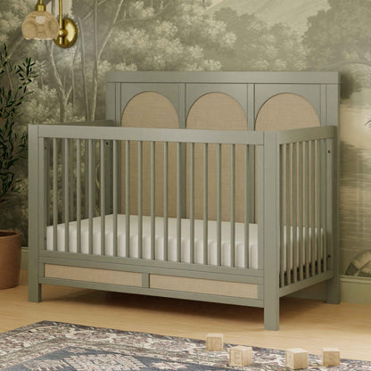 Namesake Eloise 4-in-1 Convertible Crib in French Sage Performance Sand Eco-Weave, GREENGUARD Gold Certified