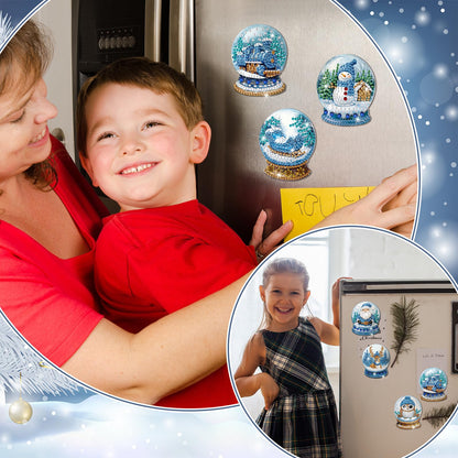 30 Pcs Christmas Diamond Art Kits Magnetic Winter Diamond Painting Magnets Kits Blue Crystal Ball 5d DIY Art Fridge Magnet Refrigerator Sticker for Adult Beginners Home Car Garage Xmas Gift
