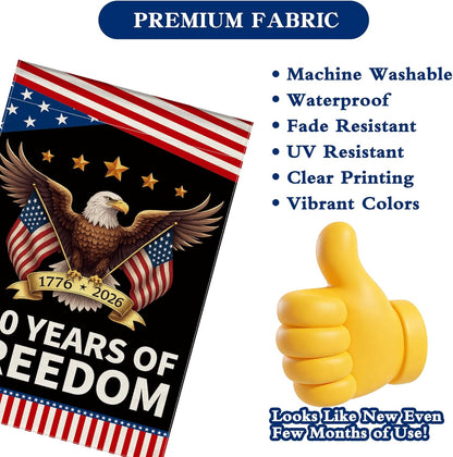 America 250th Anniversary Garden Flag - Double-Sided Patriotic Banner with Eagle Design | 12x18 Inch