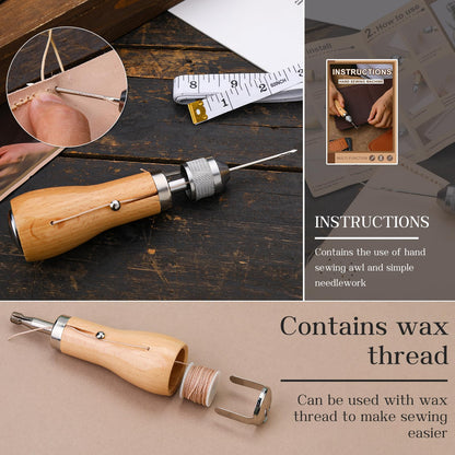 QMNNMA 40pcs Sewing Awl Kit with Bag, Portable Awl Tool Stitching with Instructions, Speedy Stitcher Sewing Awl Kit for DIY Leather Sewing Repair Craft