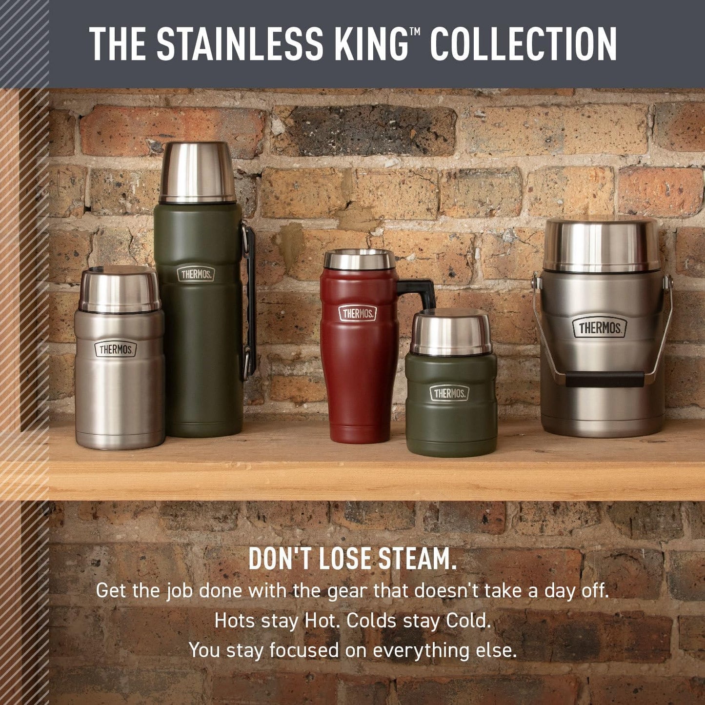 THERMOS Stainless King Vacuum-Insulated Food Jar - 24 Ounce, Durable Matte Steel Finish