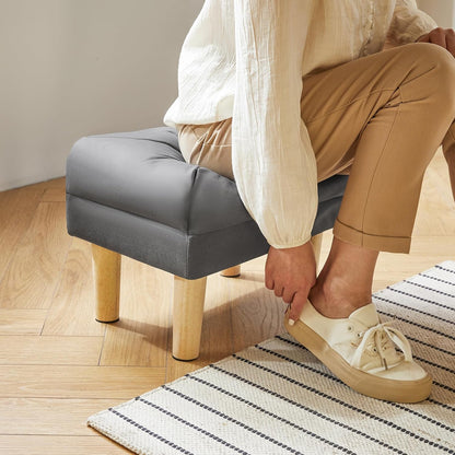 15.75" 11.42" W12.6" UHBD040BG YMYNY Small Footstool Ottoman, Faux Leather Footrest with Sponge Padded Seat, Step Stool