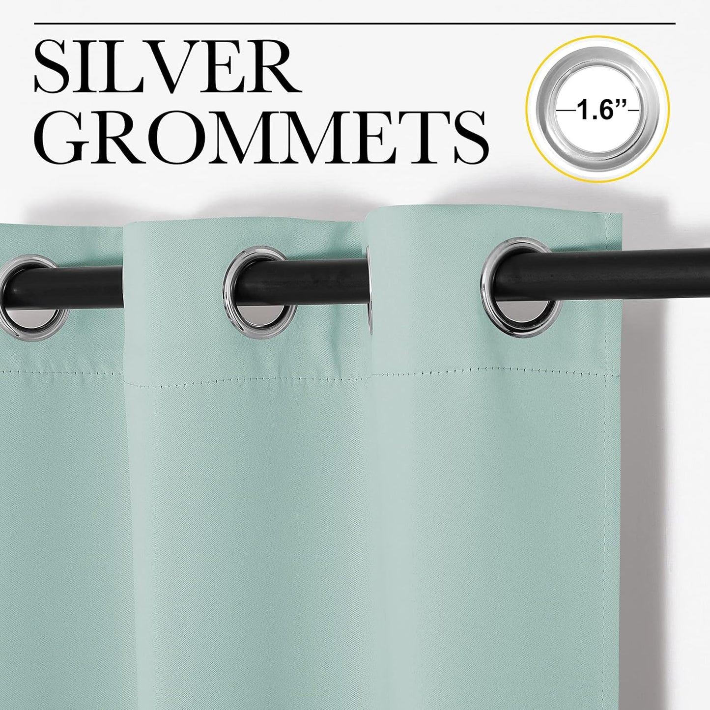 NICETOWN Thermal Insulated Blackout Curtains - Solid Grommet Design for Living Room | Aqua, 42 x 84-Inch Pair